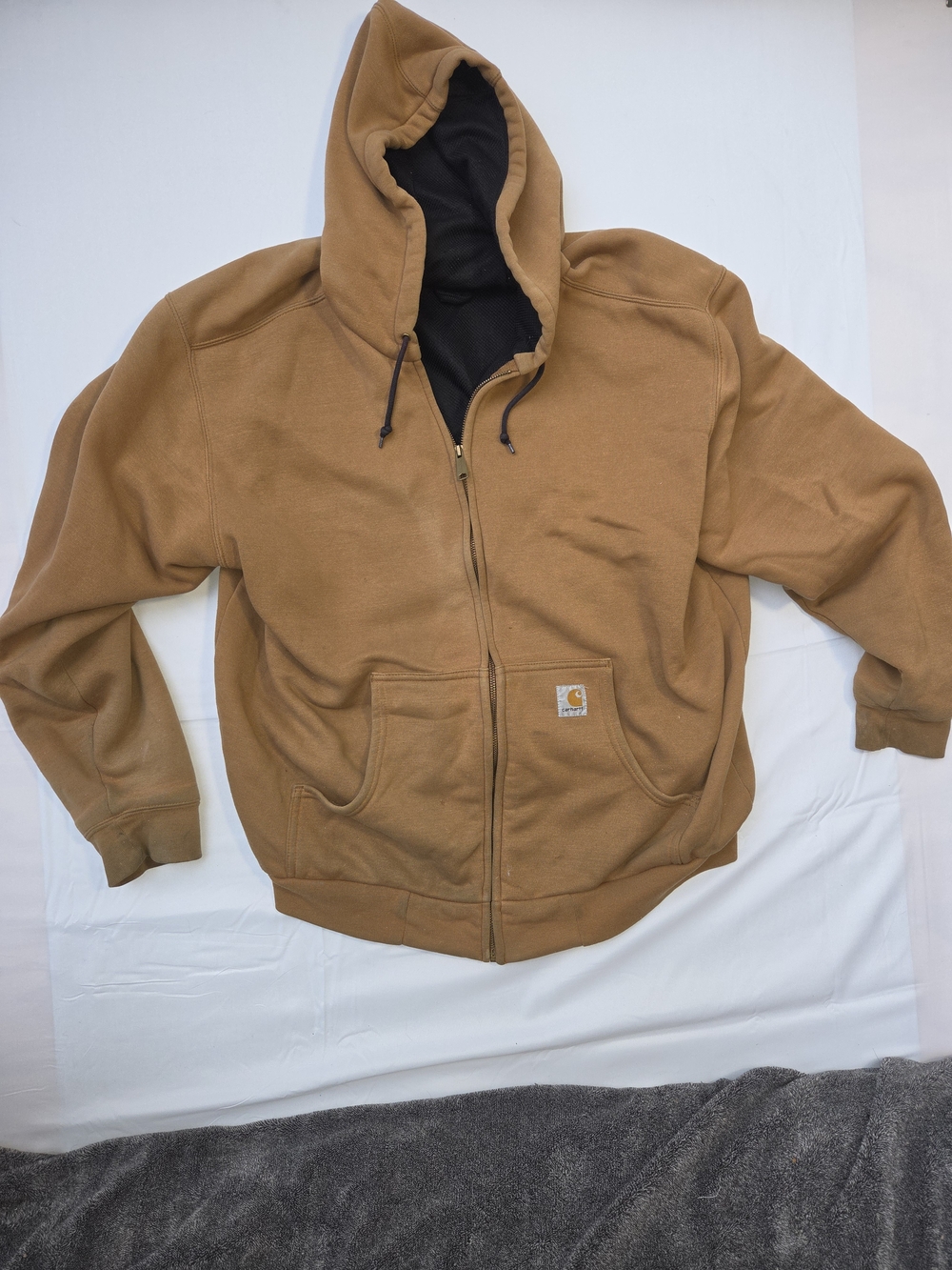 Vintage Carhartt Brown Thermal Lined Full Zip Hooded Work Jacket Made Mexico